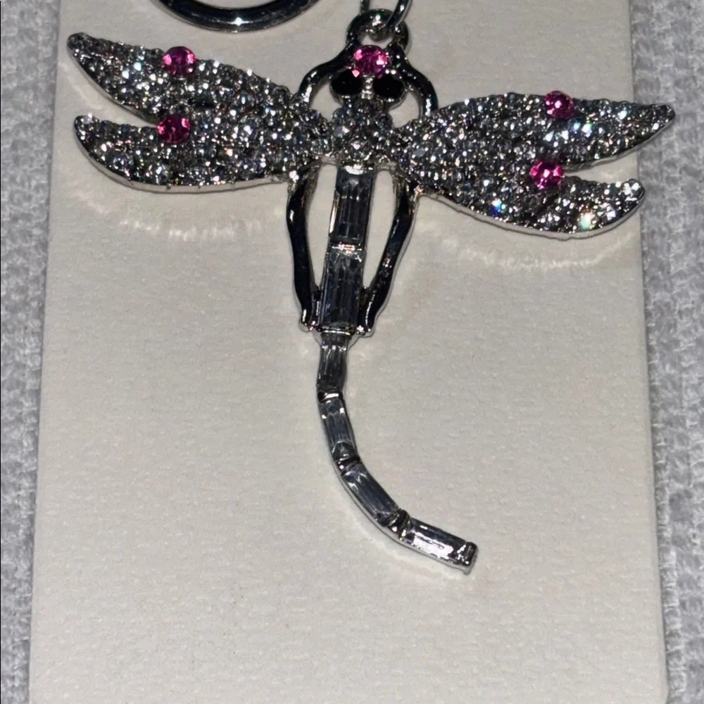 Dragonfly Keychain/Bag Charm with Pink Accents - Picture 2 of 3